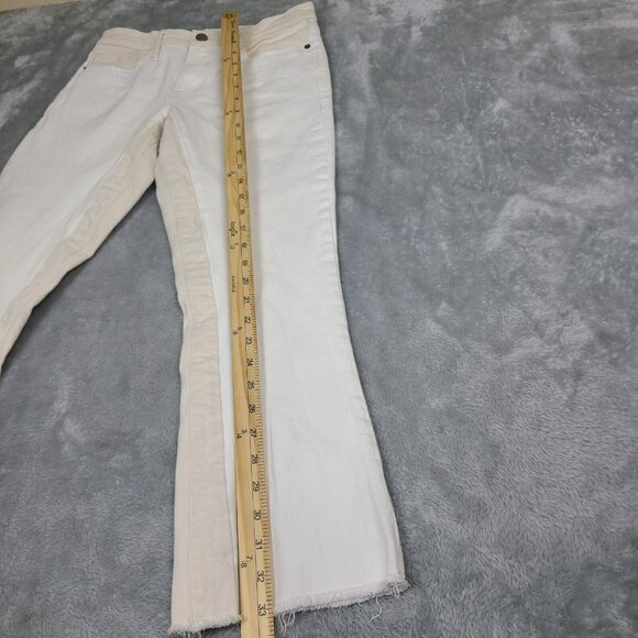 FRAME Le Crop Mini Boot in Multi White Ecru‎ Bootcut Stretch Jeans Size 28 - Picture 4 of 9